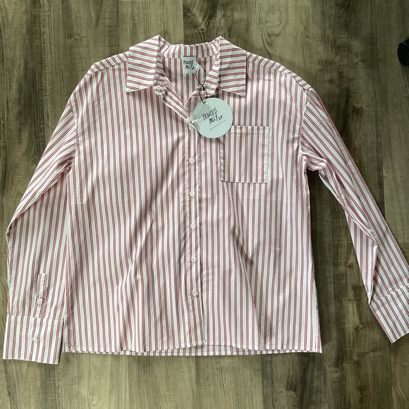 Princess Polly Belize Shirt Red / White Stripe NWT Size 4 - Picture 2 of 5